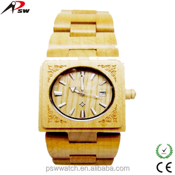 fashion dial auto date wood watches women wood watches square bamboo watch