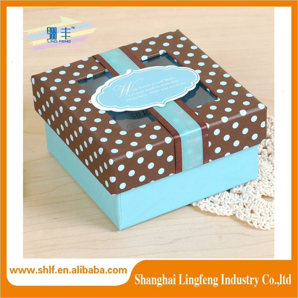 custom paper gift box with clear pvc window