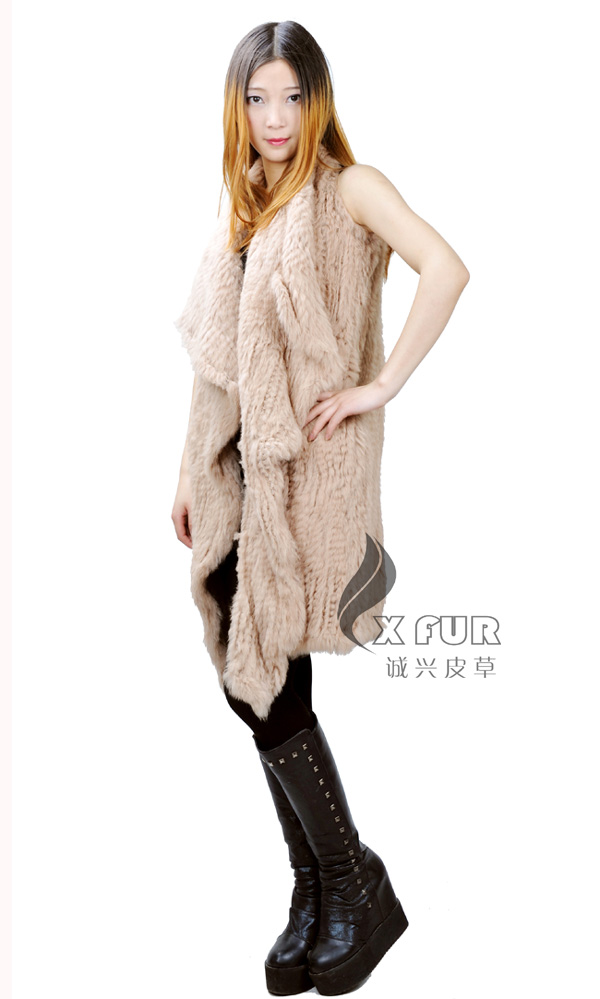 新しいファッションcx-g-b-161handknitted長い女性のウサギの毛皮のベスト問屋・仕入れ・卸・卸売り