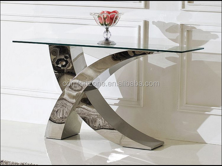ユニークなx鋭利な金属付きのダイニングテーブルガラストップ、 家庭用家具仕入れ・メーカー・工場
