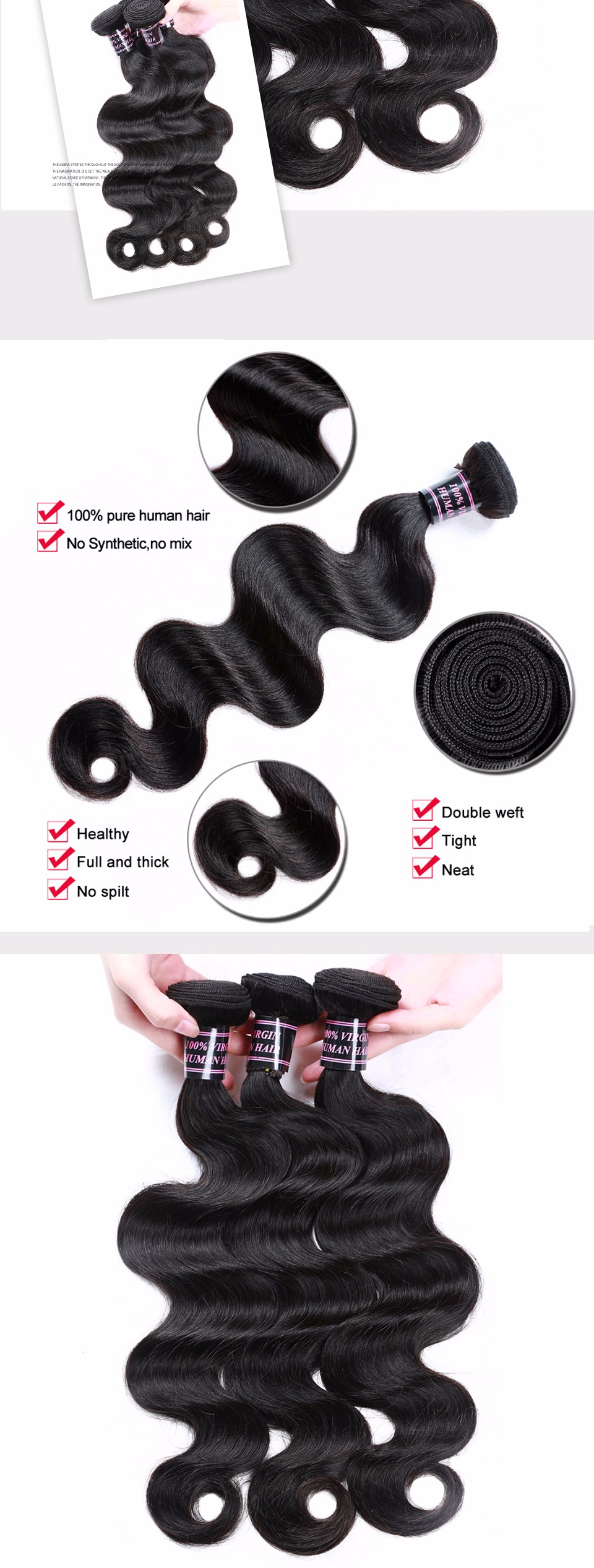 body wave virgin human hair extension