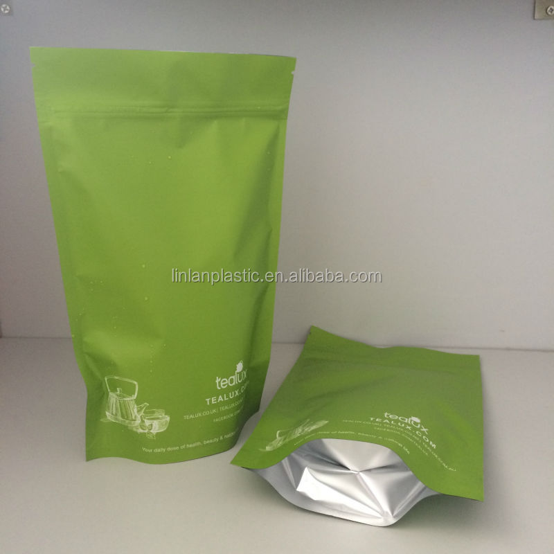 biodegradable tea packaging stand up plastic zipper bag aluminum foil zipper bag for coffee and tea