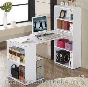 Freedom Of Mobile Wooden Computer Study Table Desk With Bookshelf