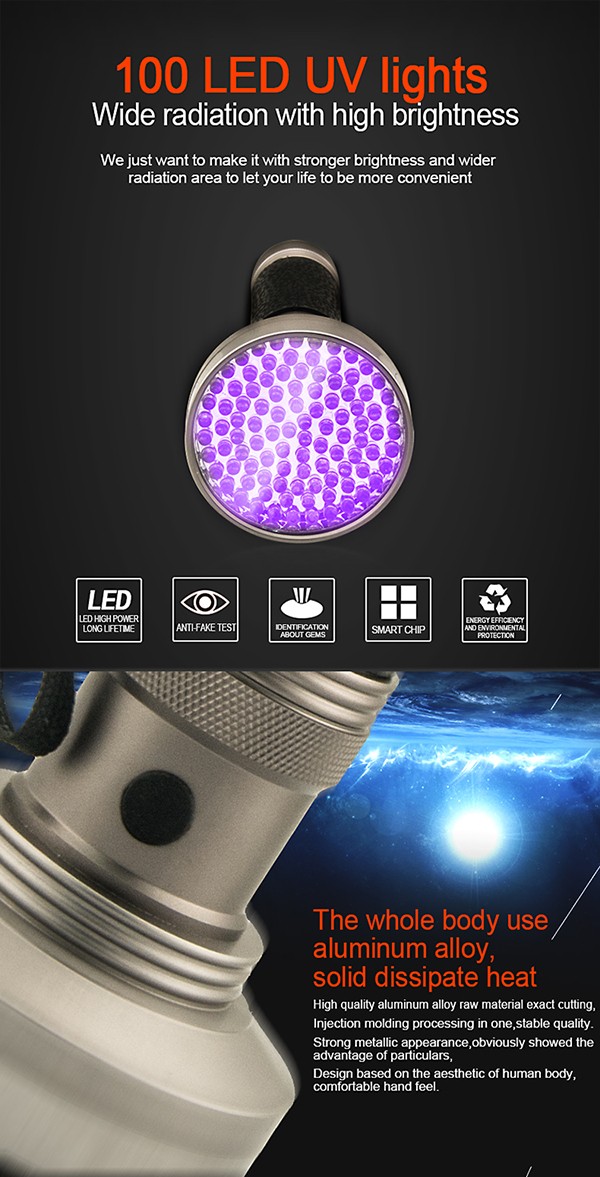 2016最新プロフェッショナル蛍光検出器100 led uv懐中電灯でトップランプの395-410nm紫外線ランプ用販売D08AUV仕入れ・メーカー・工場