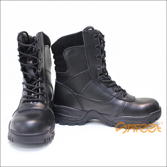 Source Black Leather Combat Boots, High 