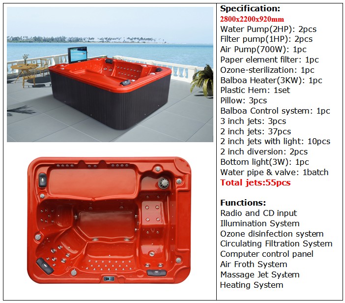 究極のモナリザm-3359表面浴槽赤赤ファミリースタイルの浴槽問屋・仕入れ・卸・卸売り