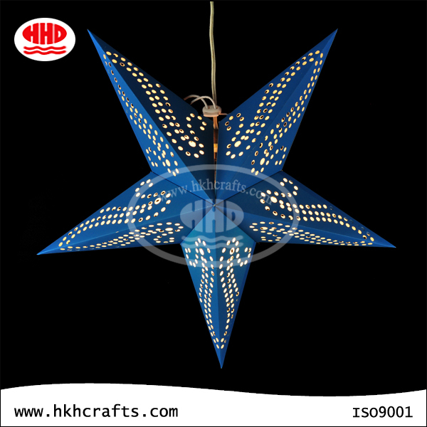 Blue floral design paper star