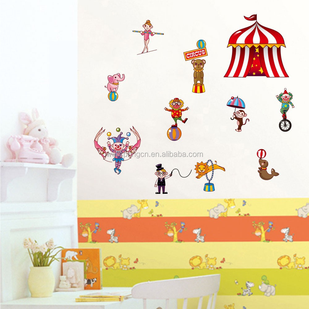 2015 new best design hot removable wall decals circus troup