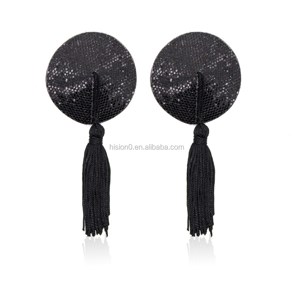 black round shape sexy lingerie nipple pasties with tassels nice