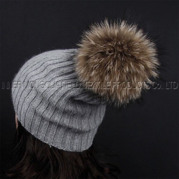 Pom Hat Fur cashmere Beanie  fur pom Pom Cashmere beanie hat pom with