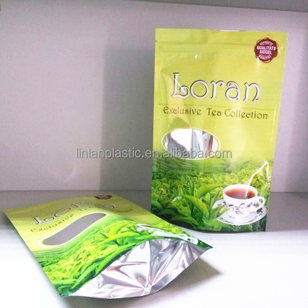 biodegradable tea packaging stand up plastic zipper bag aluminum foil zipper bag for coffee and tea