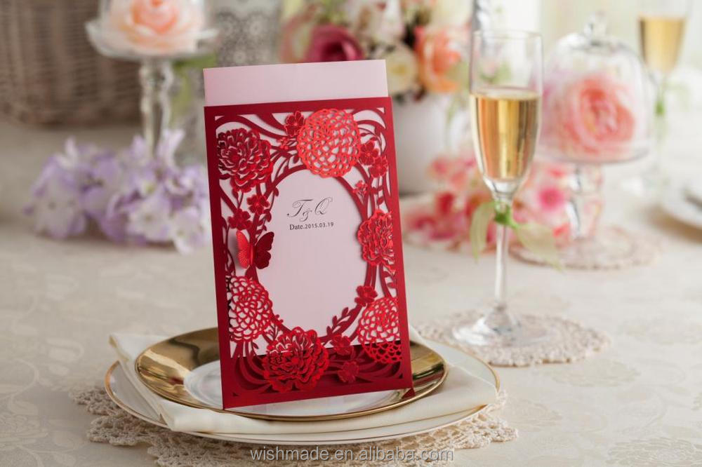 新しい結婚式の招待状のカードのデザインをカットレーザーでフローラルcw077と蝶のパターン問屋・仕入れ・卸・卸売り