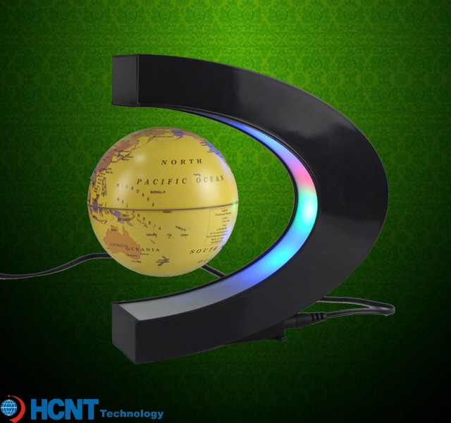 Suspended floating display magnetic levitating rotating globe