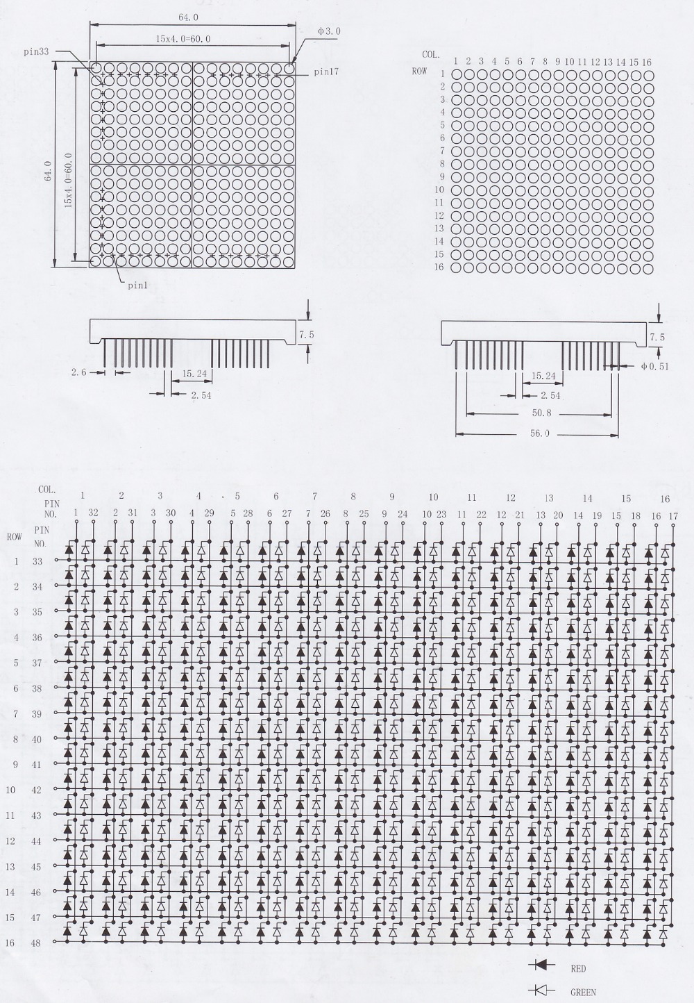 LED matrix 16x16 dot matrix display led matrix 16*16