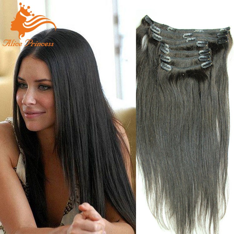 human hair yaki clip in extensions for black women