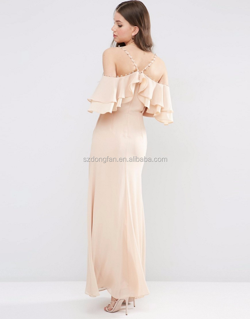off shoulder long party frocks