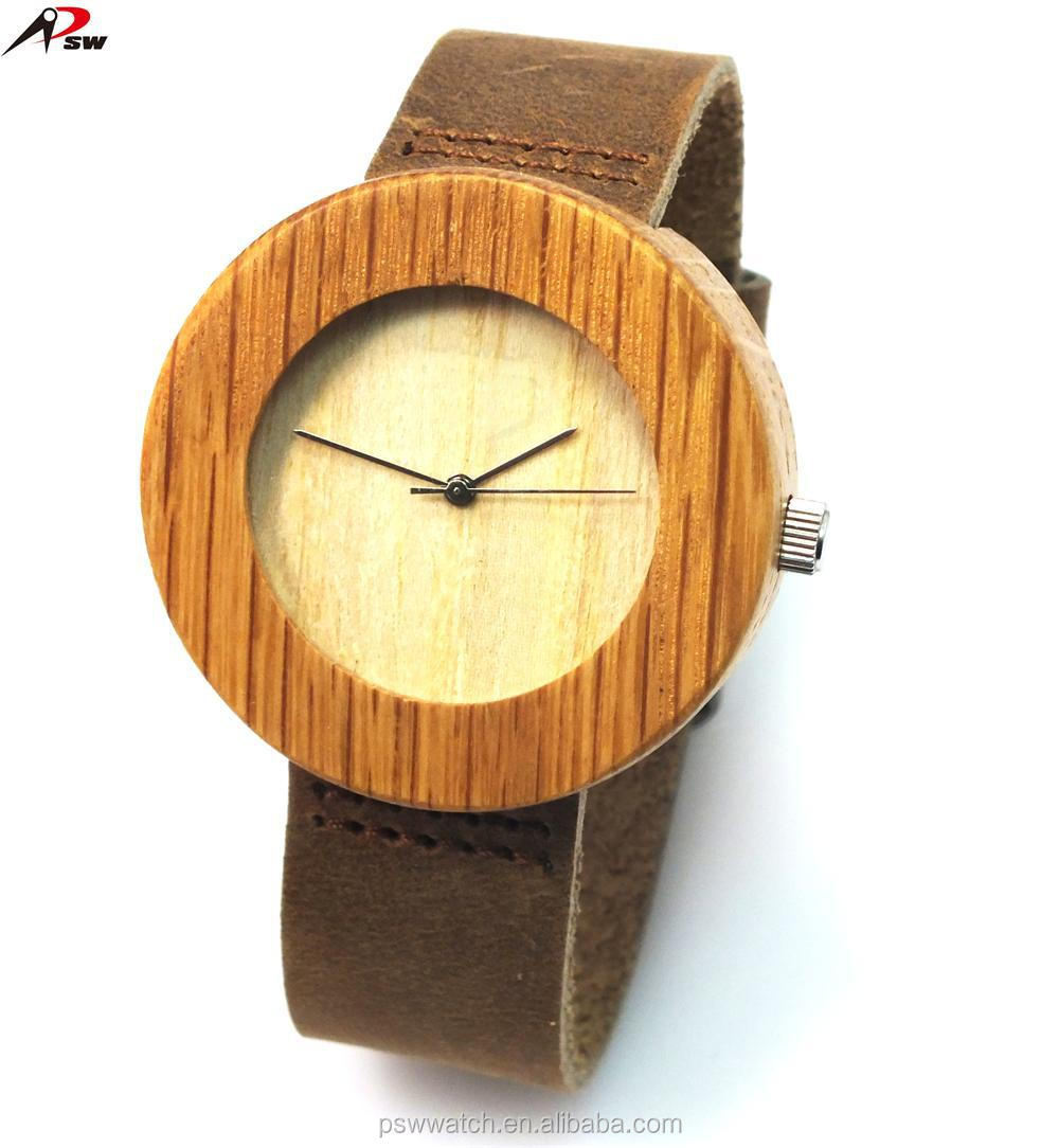 Genuine leather bamboo watches custom watches for men and women