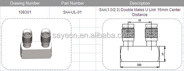 Saa( 1.0/2.3) ダブルuのリンク15mm男性中心間距離- 1.0/2.3コネクタ仕入れ・メーカー・工場