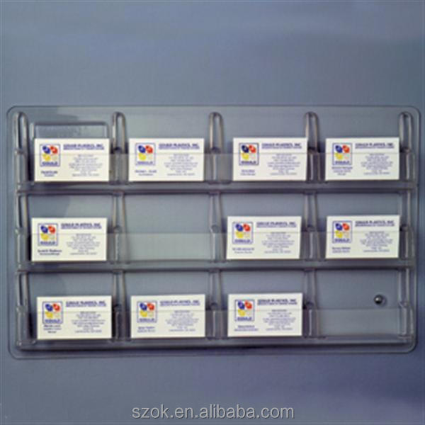 clear acrylic wall mounted small pockets business card display holder