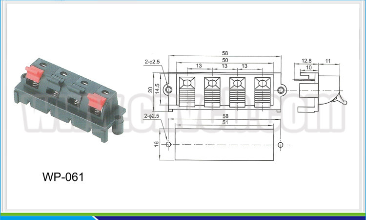 標準的な品質安定したwp-0614ピン信頼性の高いスピーカーターミナルコネクタ端子台仕入れ・メーカー・工場