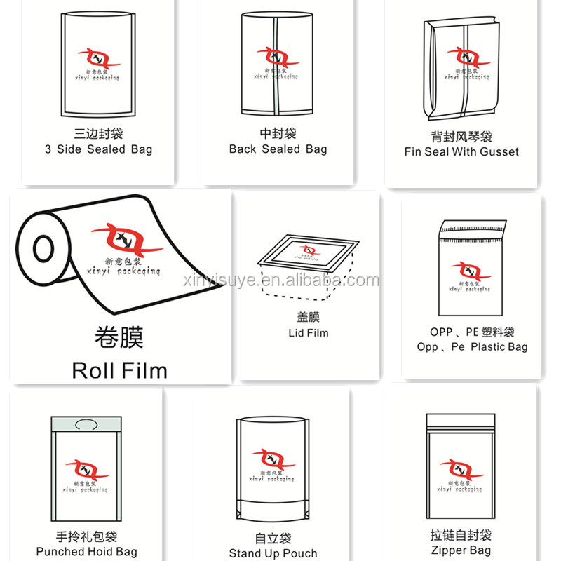 Specialized in color printing laminating new design packaging plastic bags with header from china ma