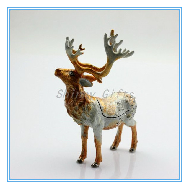 ピューターエナメルハンドメイド金属ホーム装飾クリスマス鹿形の小さなアクセサリーボックス- の宝石箱問屋・仕入れ・卸・卸売り