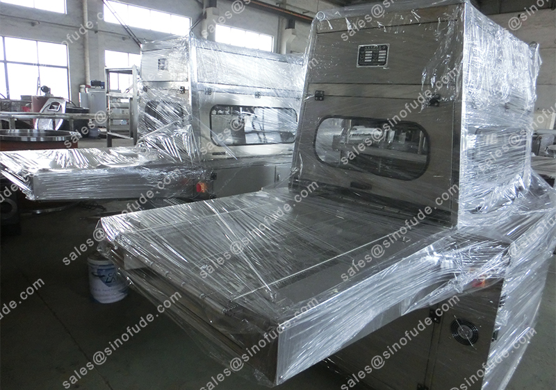 small chocolate enrober with cooling tunnel