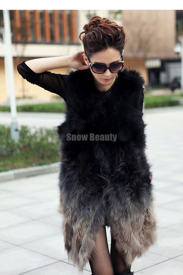 long raccoon fur vest real fur (2)