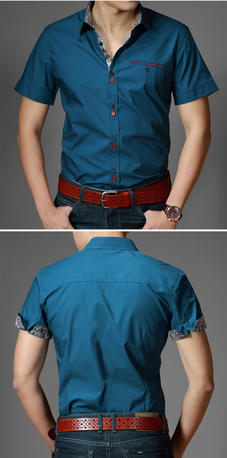 WholesaleMens Slim Fit Stylish Dress Short Sleeve Shirts Mens Dress