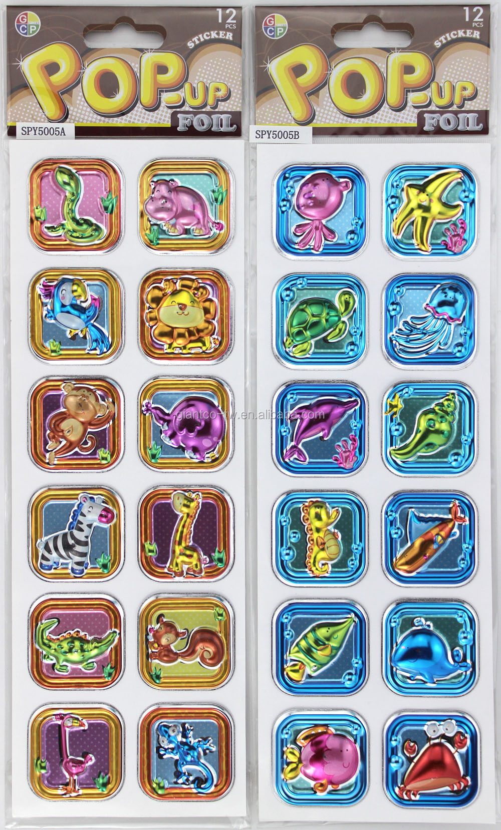 ポップアップsticker_foileffect_beer_animals_cake_butterfly_girl_boyエンボスステッカー仕入れ・メーカー・工場