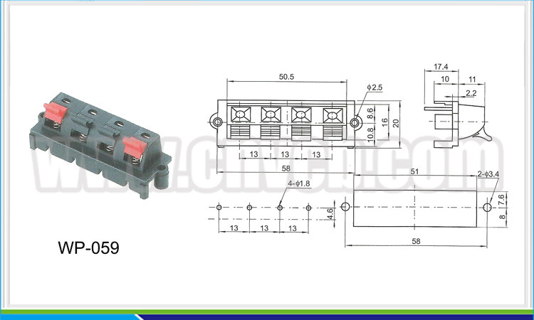 信頼性の高い品質wp-059abbeycon赤と黒の色wpプッシュスピーカー用ターミナル4ピンプッシュターミナル仕入れ・メーカー・工場