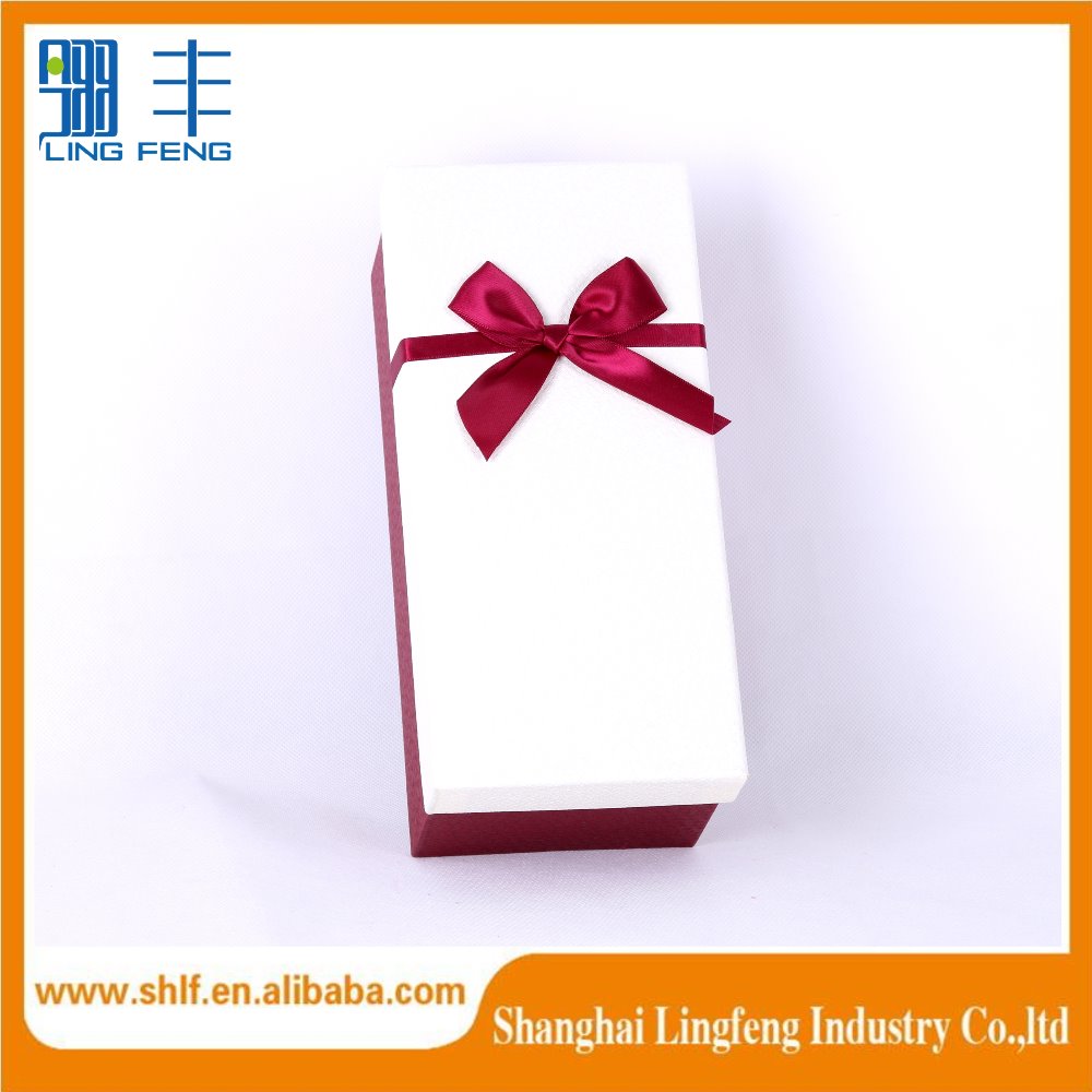 eco custom made paper gift box/paper bag with red silk bowknot