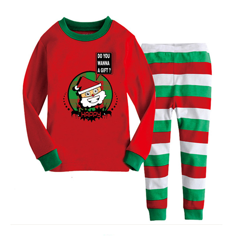 ブティックベビー2015100％卸売パジャマ綿赤・緑のストライプクリスマスプレーン韓国の子供たちの衣装仕入れ・メーカー・工場