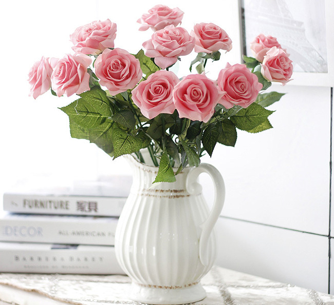 の花の花瓶の装飾のシミュレーション感じるのバラ人工絹の花仕入れ・メーカー・工場