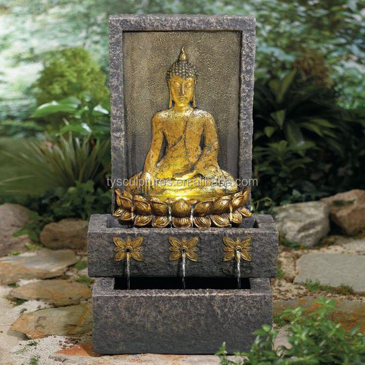 stone outdoor garden buddha water fountain (3)