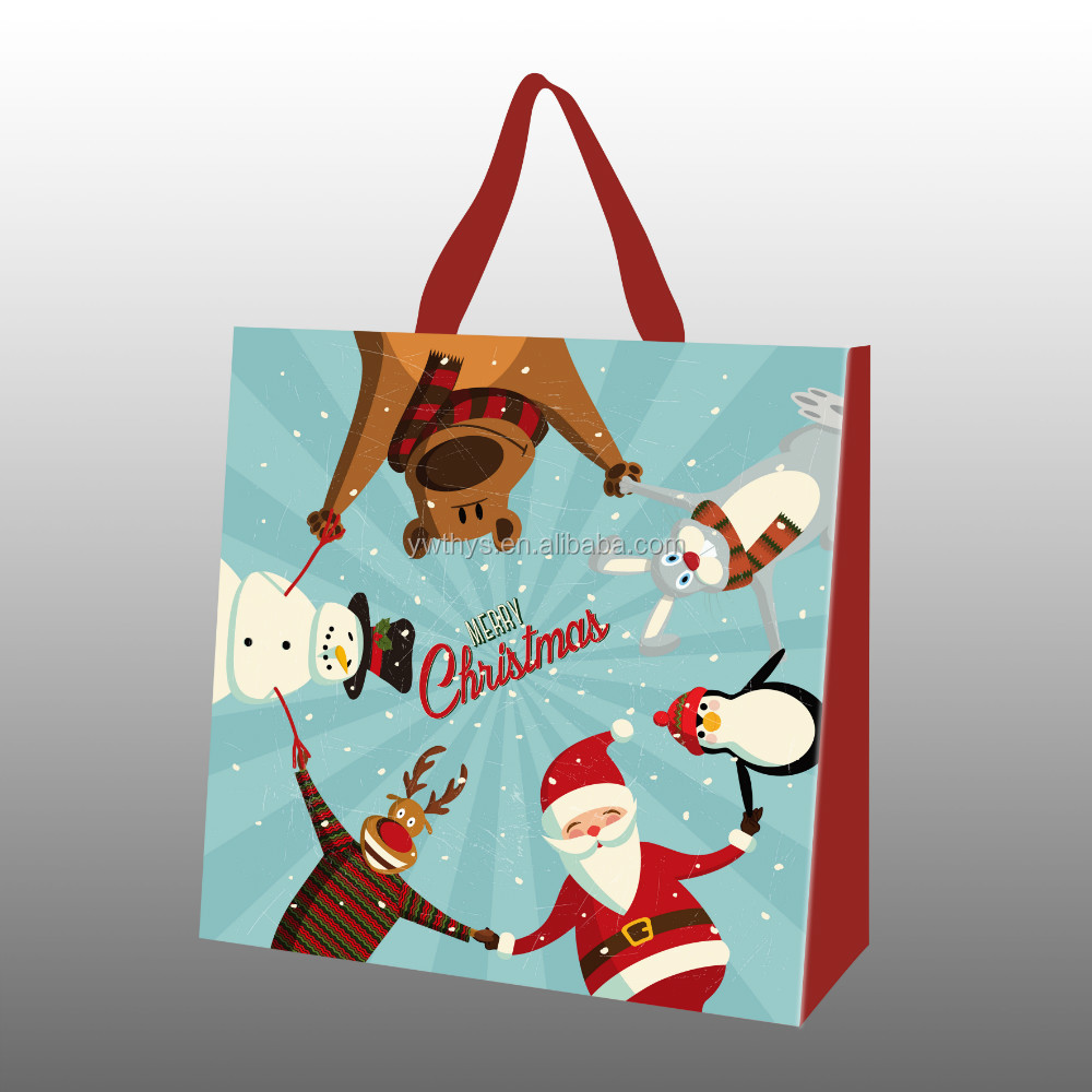 santa claus recycle christmas gift non woven bag