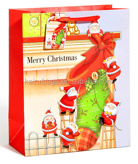 幻想的なクリスマスのための装飾的な紙製の袋・3dクリスマスギフトバッグ問屋・仕入れ・卸・卸売り