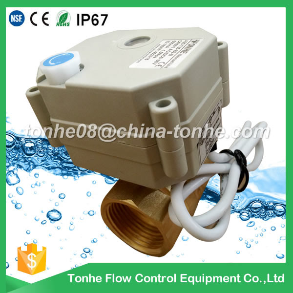 2way 1 inch dn25 Brass DC12/24v with manual override electric motorized motorised ball valve