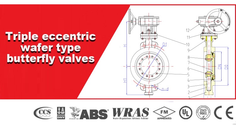 triple eccentric metal sealing butterfly valves