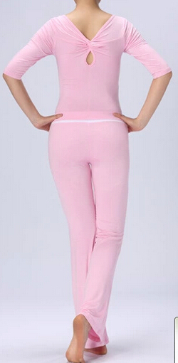 ピンクのヨガファッションフリーサイズのナイロンスパンデックスのシャツとズボン問屋・仕入れ・卸・卸売り