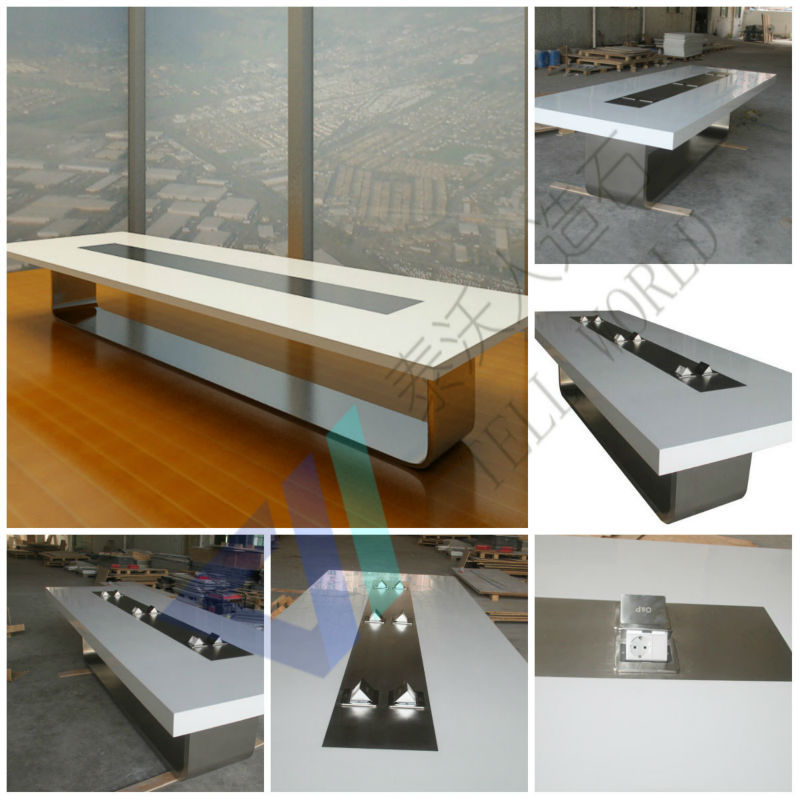 世界の人気! モダンな固体表面の白でテーブルを満たすこと電源コンセント仕入れ・メーカー・工場
