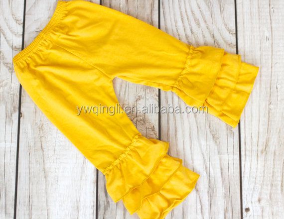 MUSTARD Ruffle pants capris Boutique ruffle leggings Baby Toddler Little Girl Ruffle Bottoms.jpg