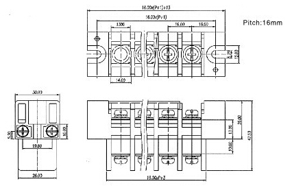 飼料電力を通ってバリアスクリューターミナルブロックkt8-9600v65a16ミリメートルピッチ仕入れ・メーカー・工場