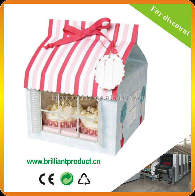 Cute handmade house shape gift box,paper box type house designs