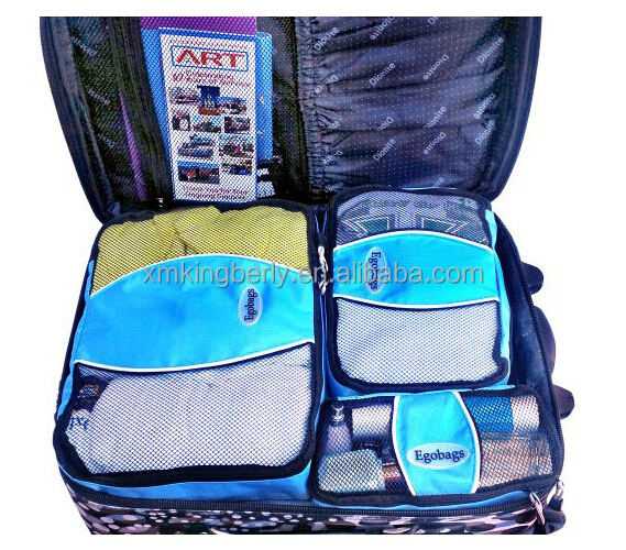 安いメッシュ2015新製品旅行キューブ、 4個トラベルバッグのセットのためのスーツケースの荷物仕入れ・メーカー・工場