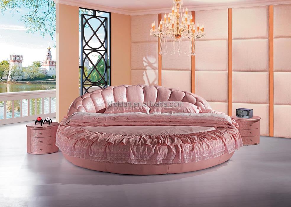 Ds 801 Romantic Circle Shape Pink Wedding Bed Luxury Modern Leather Round Bed Buy Leather Round Bed Round Bed Luxury Modern Bed Product On