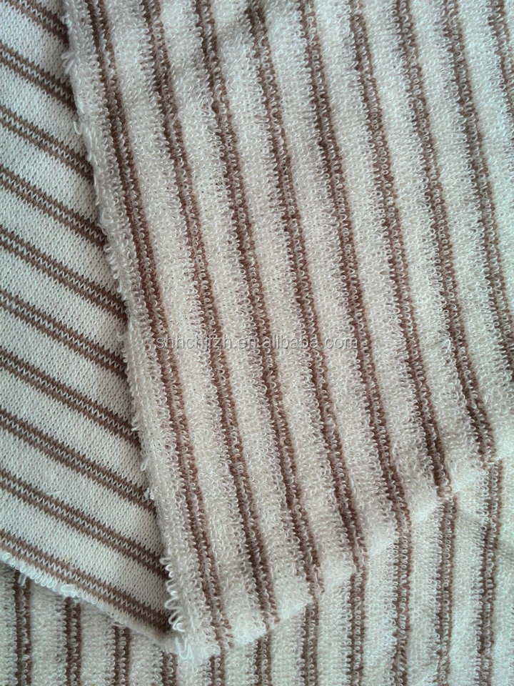綿の糸染めストライプテリータオル地の布問屋・仕入れ・卸・卸売り