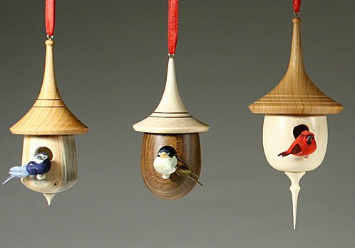 Hand Made Bird Houses Christmas Tree Ornaments - Buy Wooden Bird 