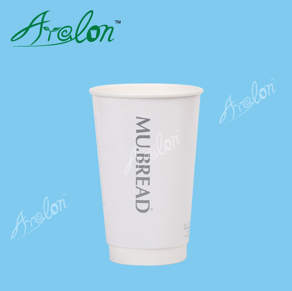 16oz custom printed double wall paper cup with lids