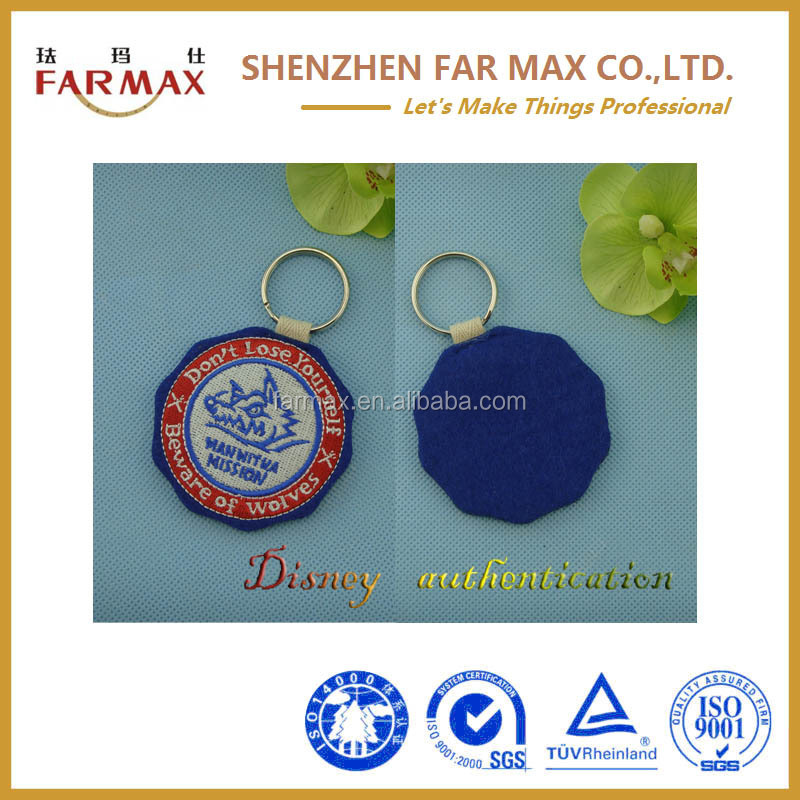 カスタマイズされた刺繍2014年farmaxエンブレムメタルキーリング付き仕入れ・メーカー・工場